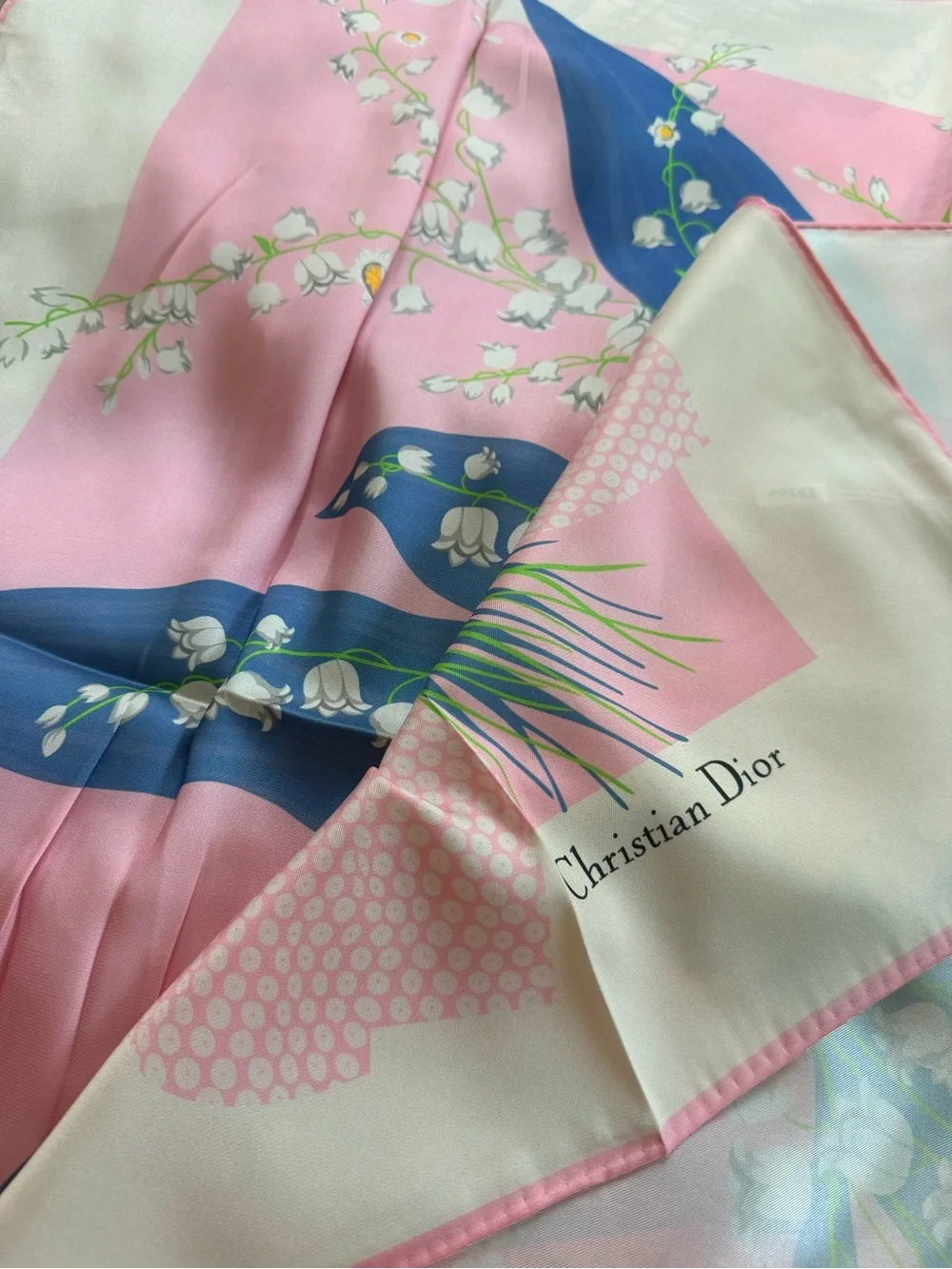 Dior Silk Scarf Muguet Lily of the Valley NWT no Box 100% Silk